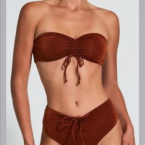 NWT DEVON WINDSOR Aurelia swim bikini top sienna shimmer S